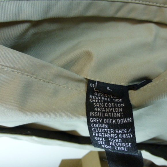 CALVIN KLEIN PUFFER reversible Brown Tan long COAT down filled L cozy - Picture 9 of 9